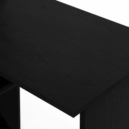 L-Shaped Computer Desk with 5-Tier Shelves, Amber Finish, Space-Saving Workspace