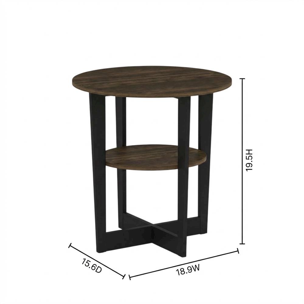 Walnut and Black Oval End Table with Modern Style and Sturdy Frame