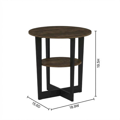 Walnut and Black Oval End Table with Modern Style and Sturdy Frame