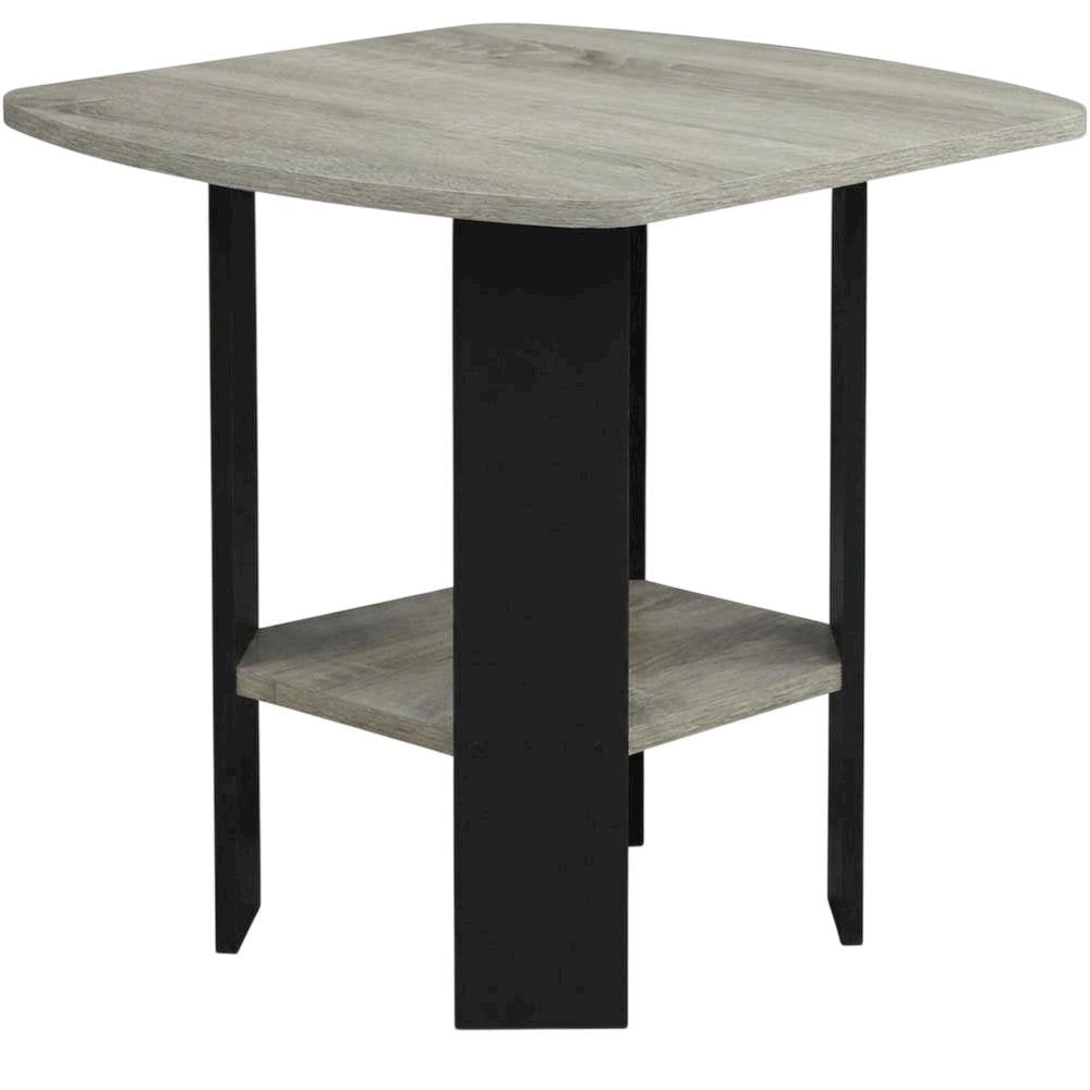 Grey Oak and Black Finish Side End Table for Living Room