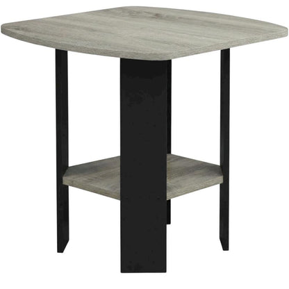 Grey Oak and Black Finish Side End Table for Living Room