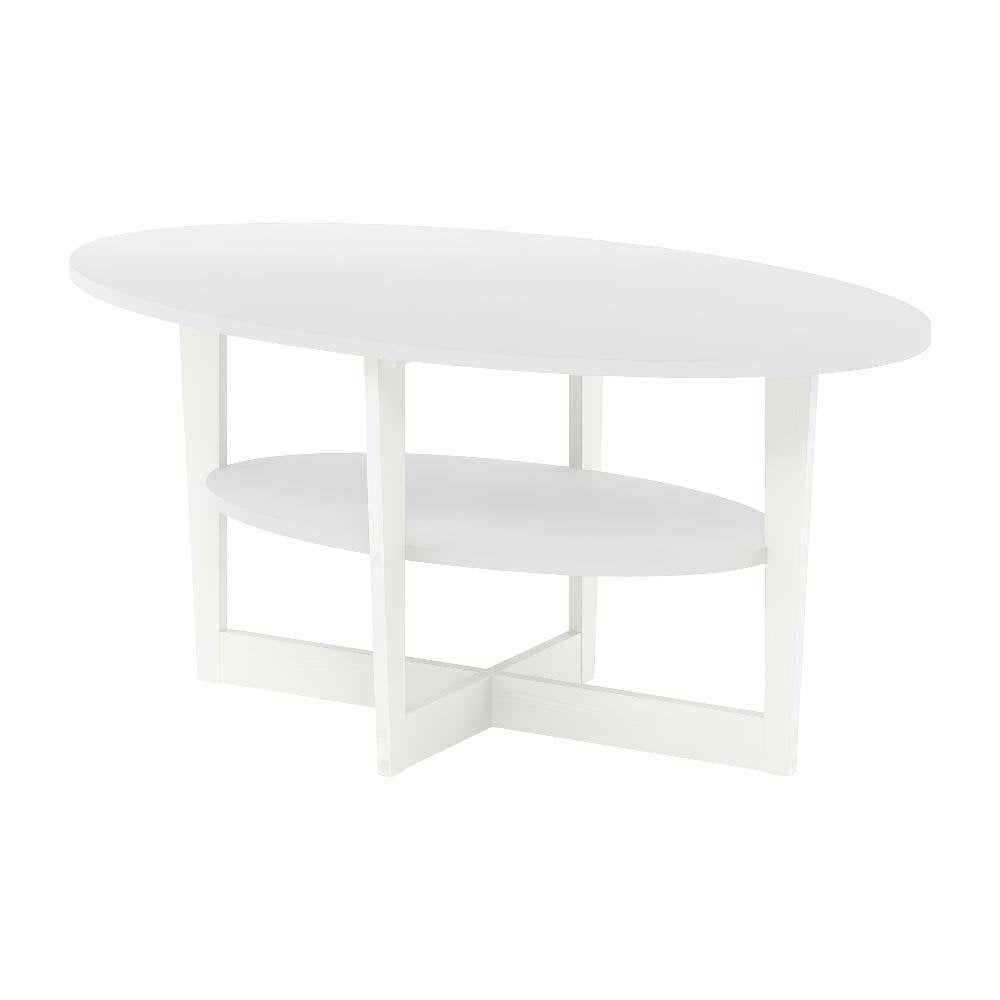 White Oval Coffee Table with Smooth Surface and Sturdy Construction  JAYA