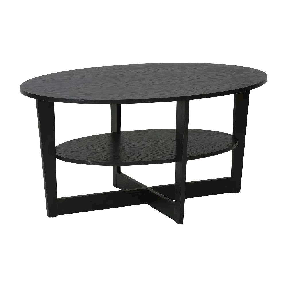 Round Walnut Coffee Table with Sturdy Wood Base and Smooth Finish