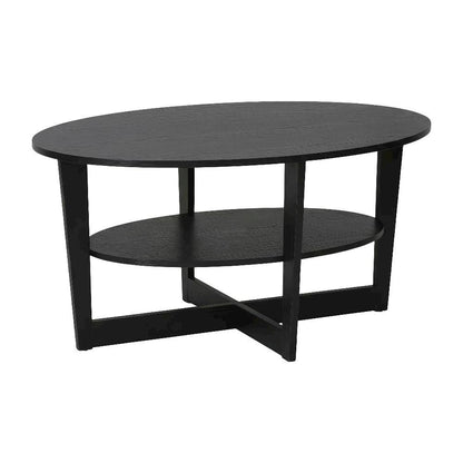 Round Walnut Coffee Table with Sturdy Wood Base and Smooth Finish