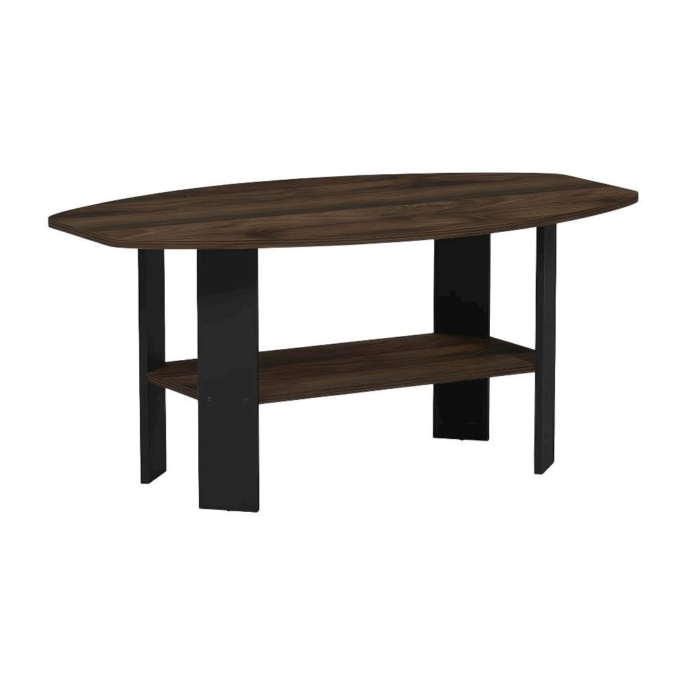 Columbia Walnut Coffee Table with Black Legs and Simple Modern Design