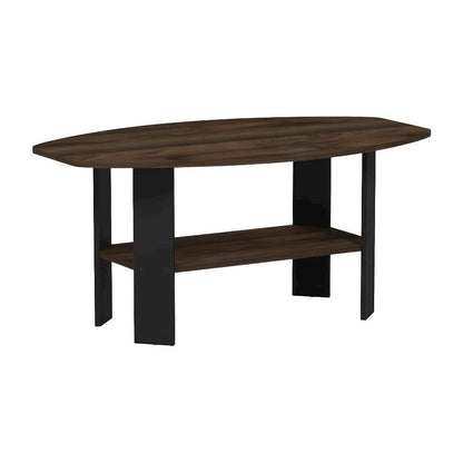 Columbia Walnut Coffee Table with Black Legs and Simple Modern Design