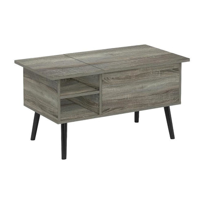 Lift Top Coffee Table French Oak Grey with Wooden Legs and Storage Compartment