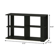 Narrow Espresso Coffee Table with Black Shelves and Compact Storage Space
