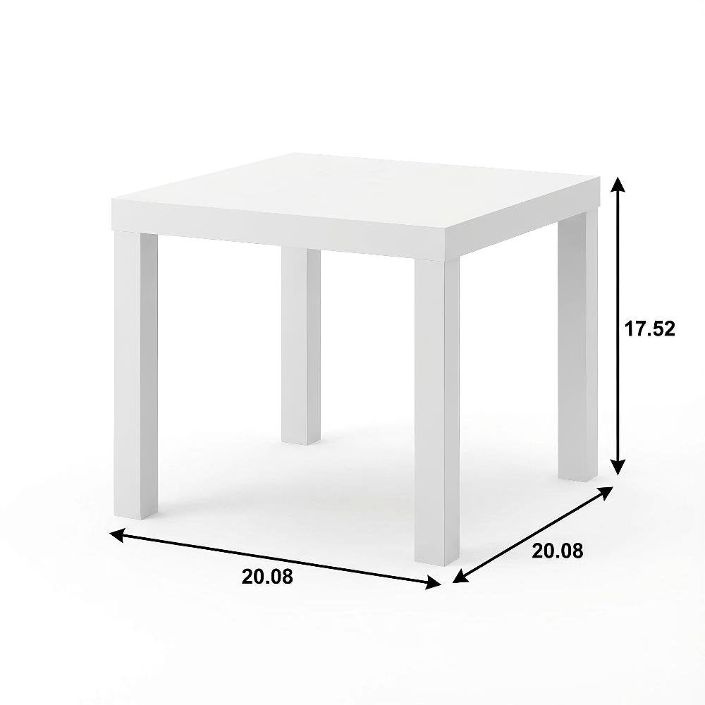 White 2-Piece Square Coffee and Side Table Set with Minimalist Design