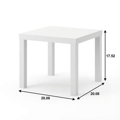 White 2-Piece Square Coffee and Side Table Set with Minimalist Design