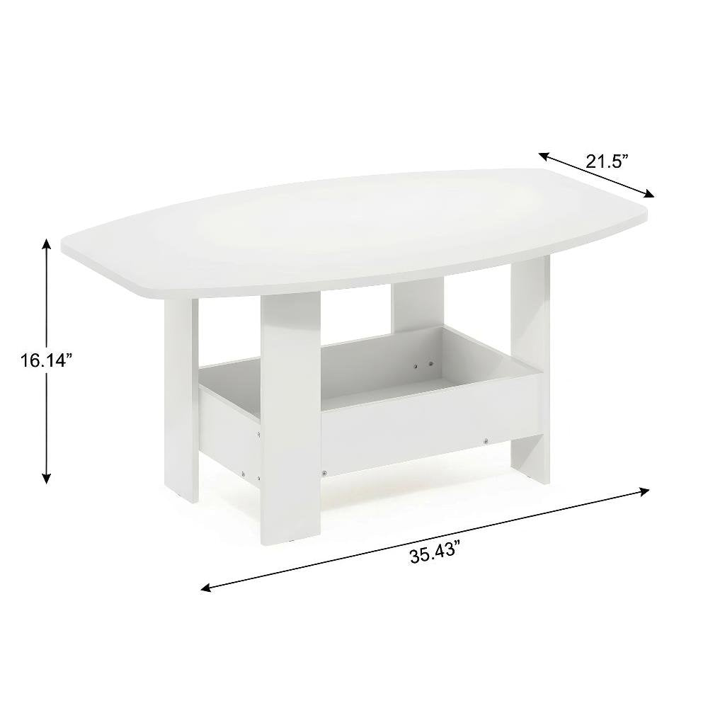 White Coffee Table with Storage Compartment and Sleek Modern Design
