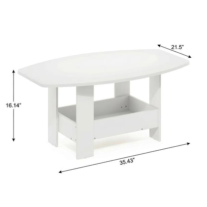 White Coffee Table with Storage Compartment and Sleek Modern Design