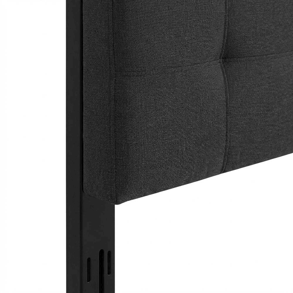 Plain Black Upholstered Tufted Headboard King Size with Durable Fabric Finish