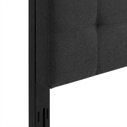 Plain Black Upholstered Tufted Headboard King Size with Durable Fabric Finish