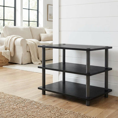 Black 3-Tier Corner TV Stand with Easy Assembly and Composite Wood Construction