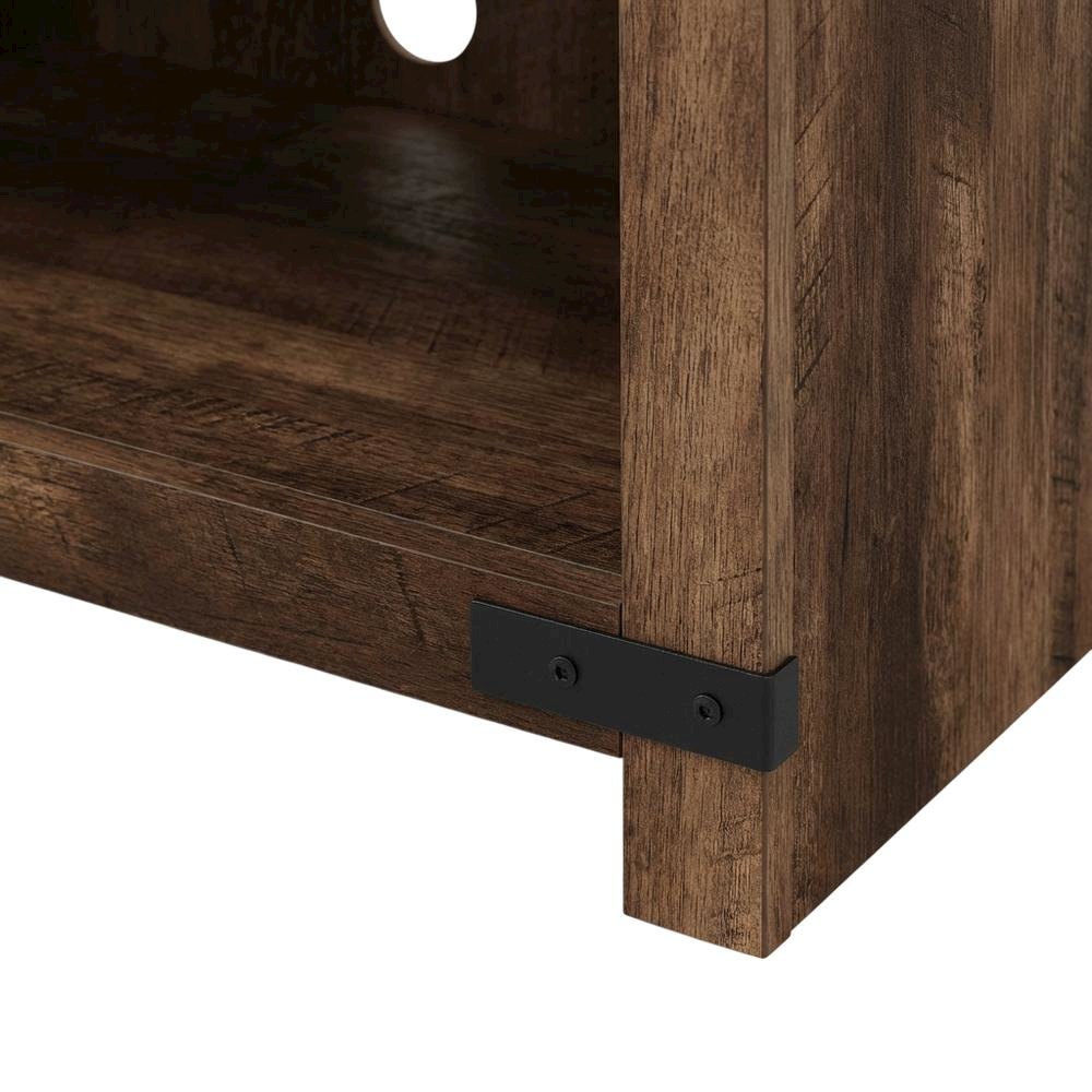 Rustic Brown Wood TV Cabinet with Barn Door for Up to 70 Inch Displays
