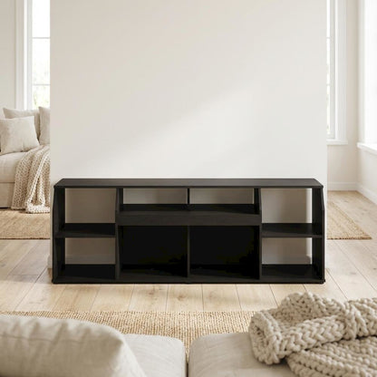 Large wood media console with LED lighting for TV up to 65 inches, Americano