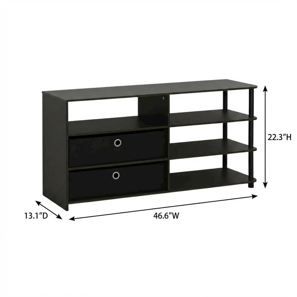 Walnut TV Stand, 50-Inch Screens, Storage Bins, Modern Design