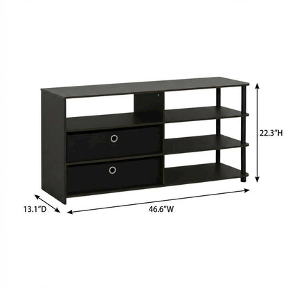 Walnut TV Stand, 50-Inch Screens, Storage Bins, Modern Design