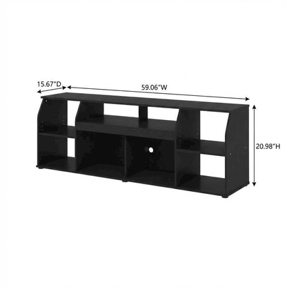 Large wood media console with LED lighting for TV up to 65 inches, Americano
