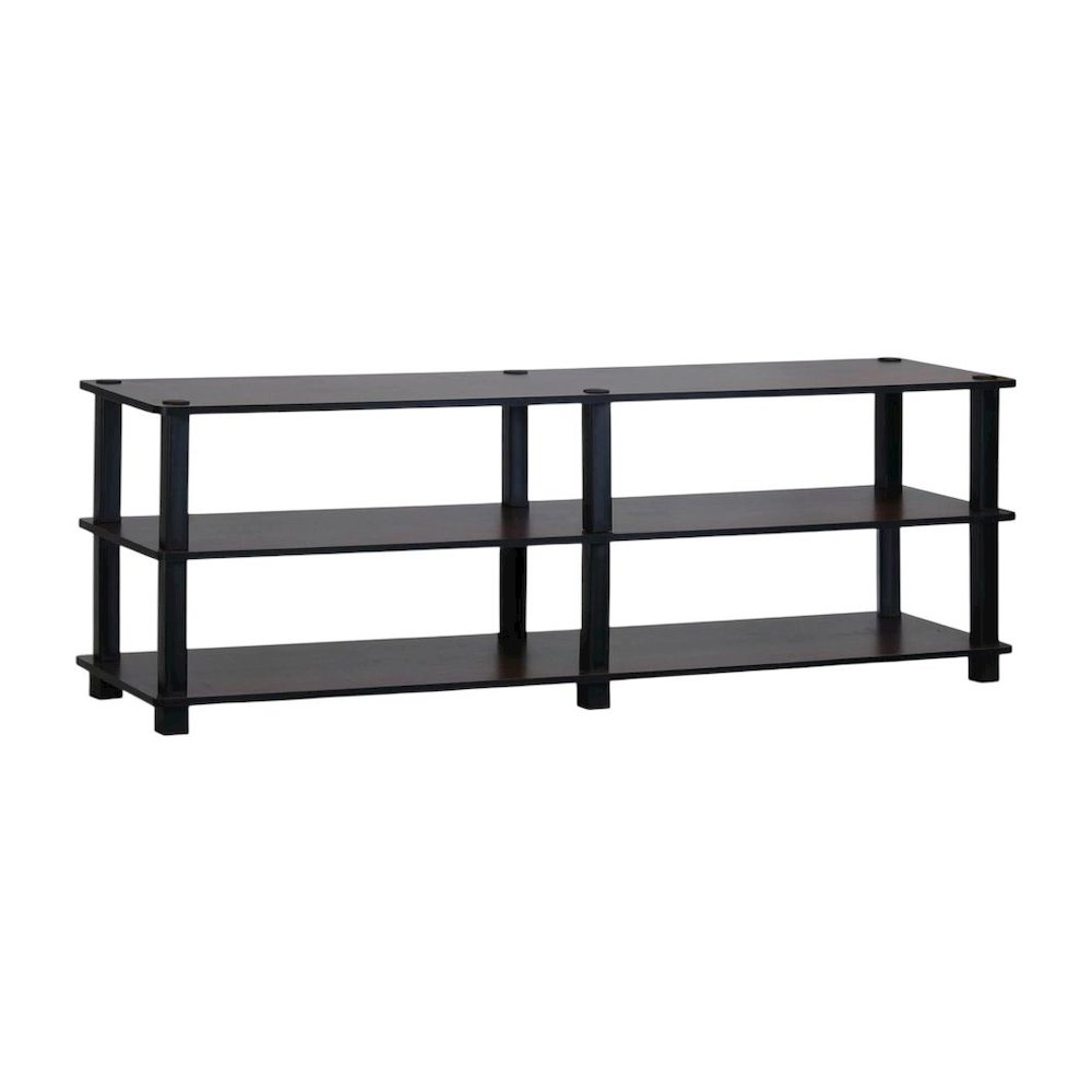 Dark Cherry/Black TV Stand with 3 Tiers and Engineered Wood Storage