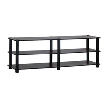 Dark Cherry/Black TV Stand with 3 Tiers and Engineered Wood Storage