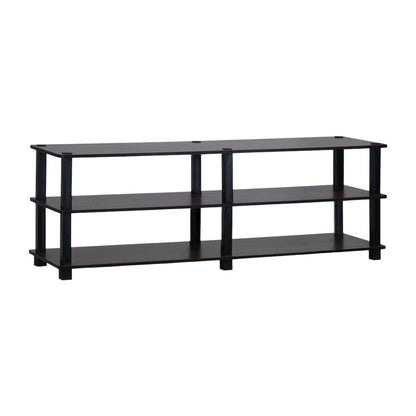 Dark Cherry/Black TV Stand with 3 Tiers and Engineered Wood Storage