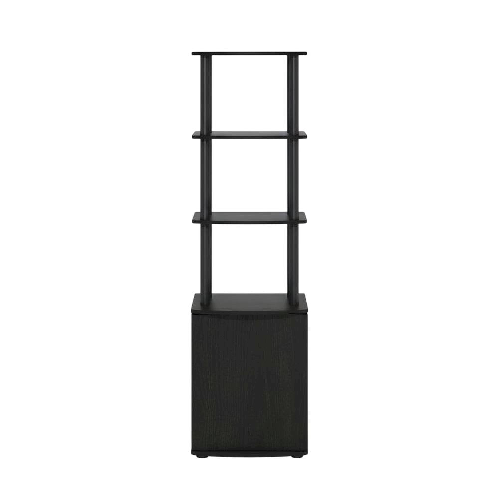 Wooden TV Stand with 3-Tier Height and Storage Cabinet, Blackwood/Black