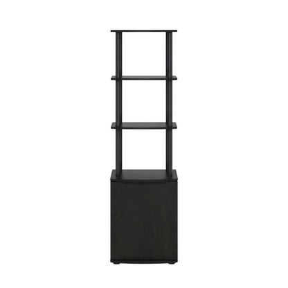 Wooden TV Stand with 3-Tier Height and Storage Cabinet, Blackwood/Black