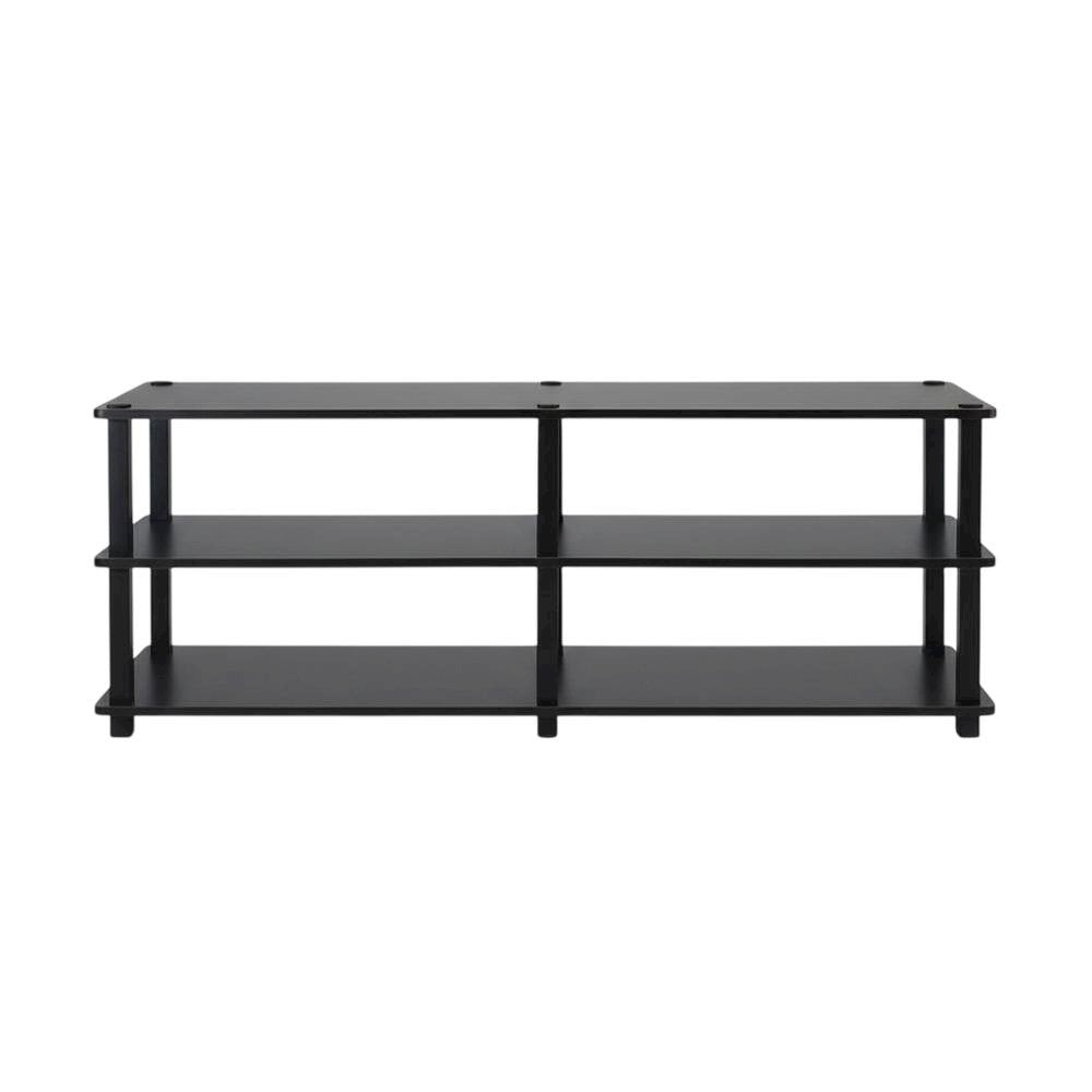 Espresso/Black 3-Tier TV Stand with Engineered Wood, No Tools Assembly