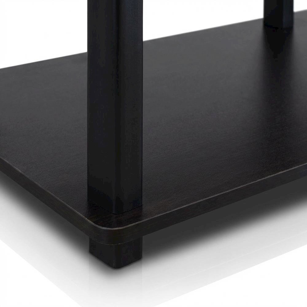 Espresso/Black 3-Tier TV Stand with Engineered Wood, No Tools Assembly