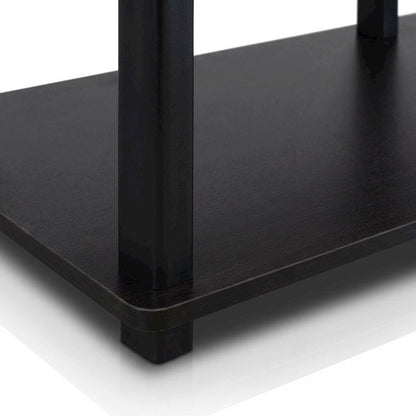Espresso/Black 3-Tier TV Stand with Engineered Wood, No Tools Assembly