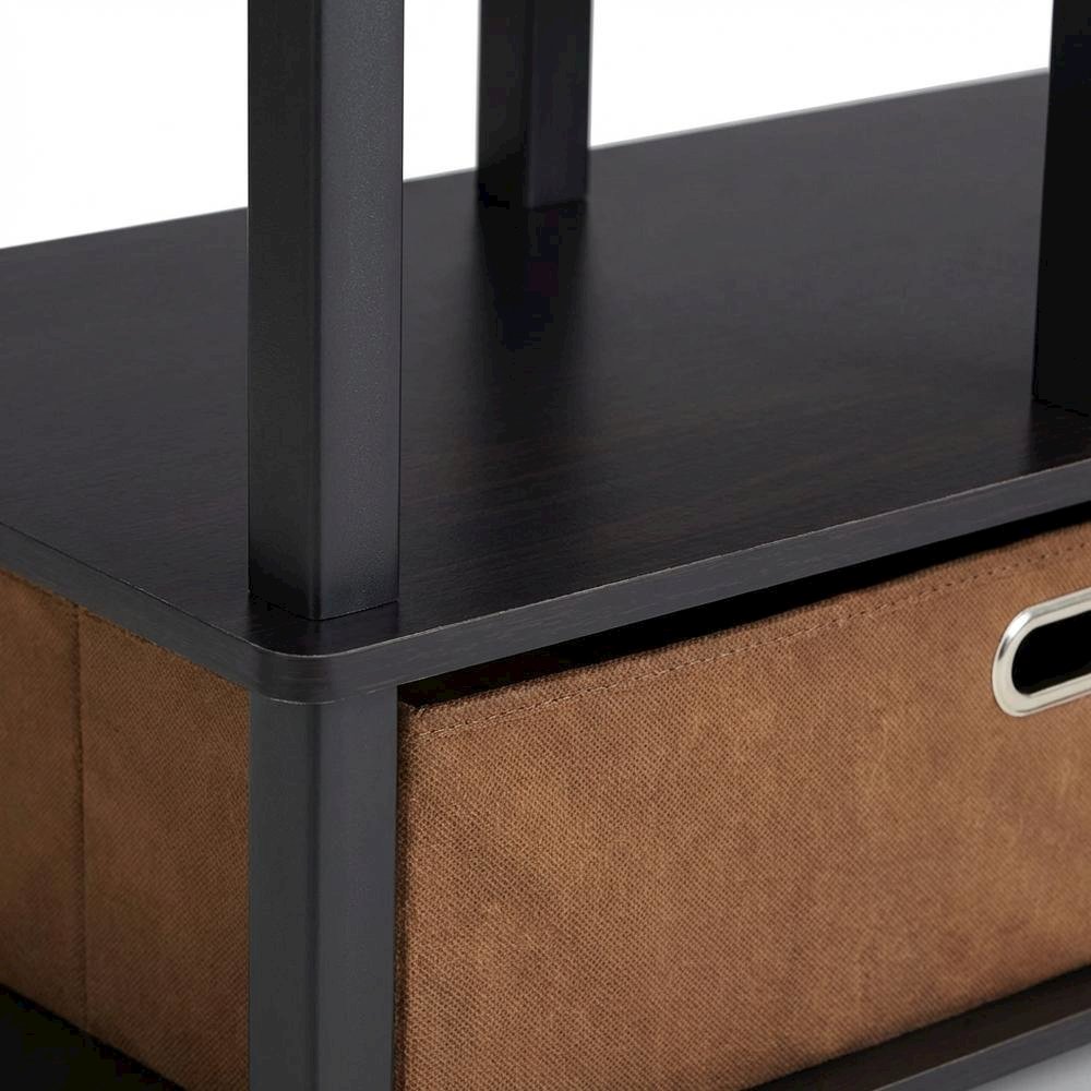 Large TV stand, up to 50-inch TV, storage bin, black composite wood