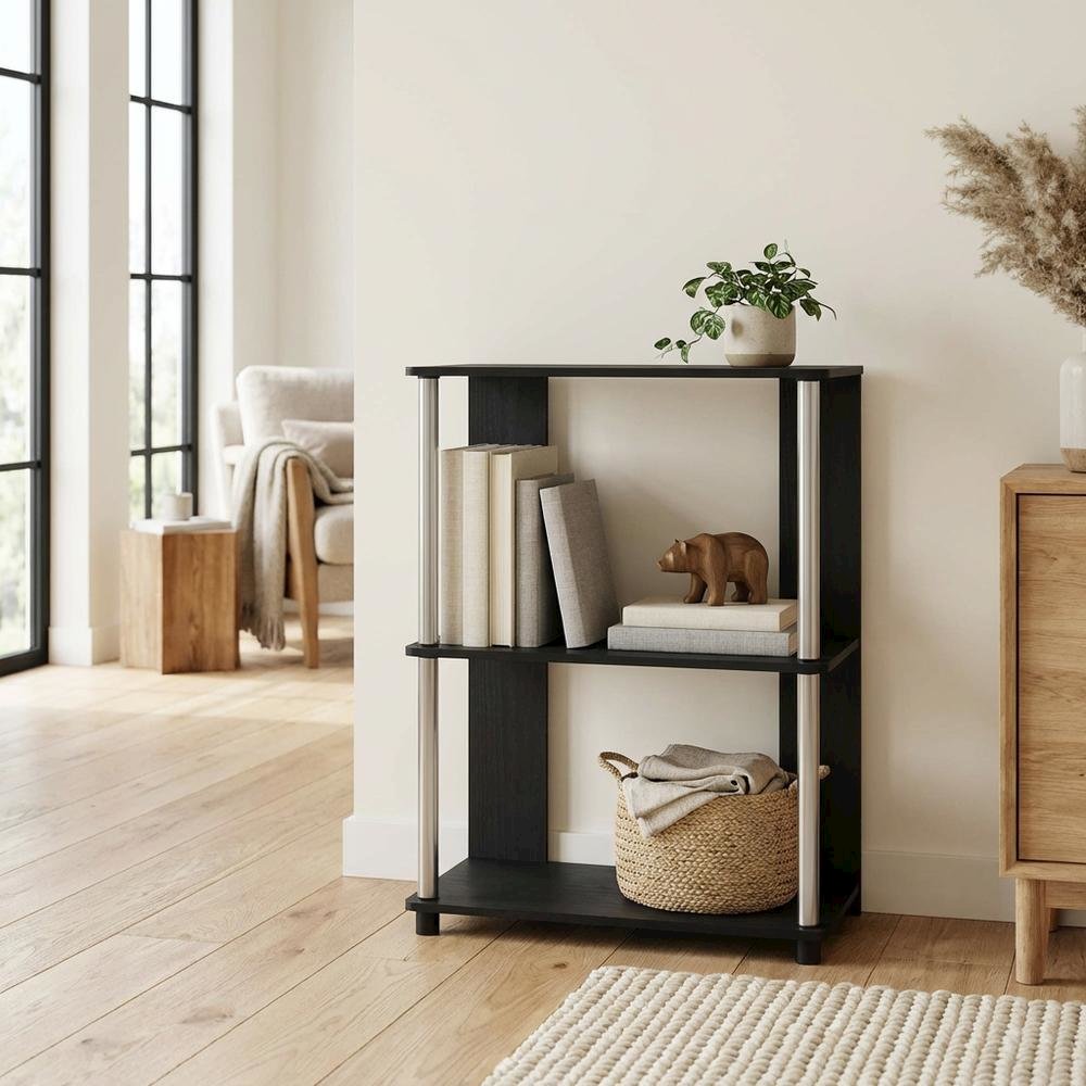 Wood Bookcase with Shelving for Storage and Display