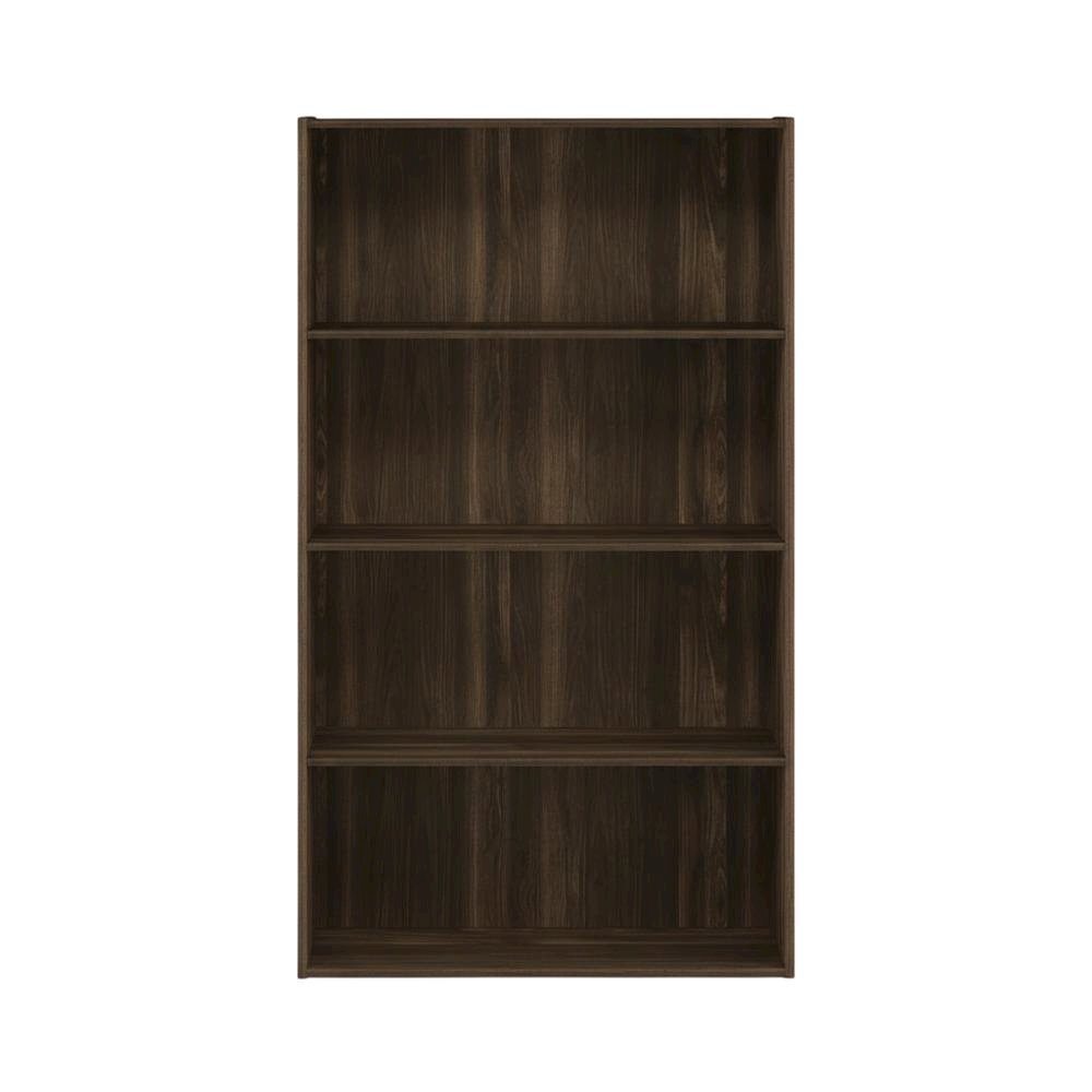 Wooden 4-Tier Open Shelf with Ample Storage in Walnut Finish