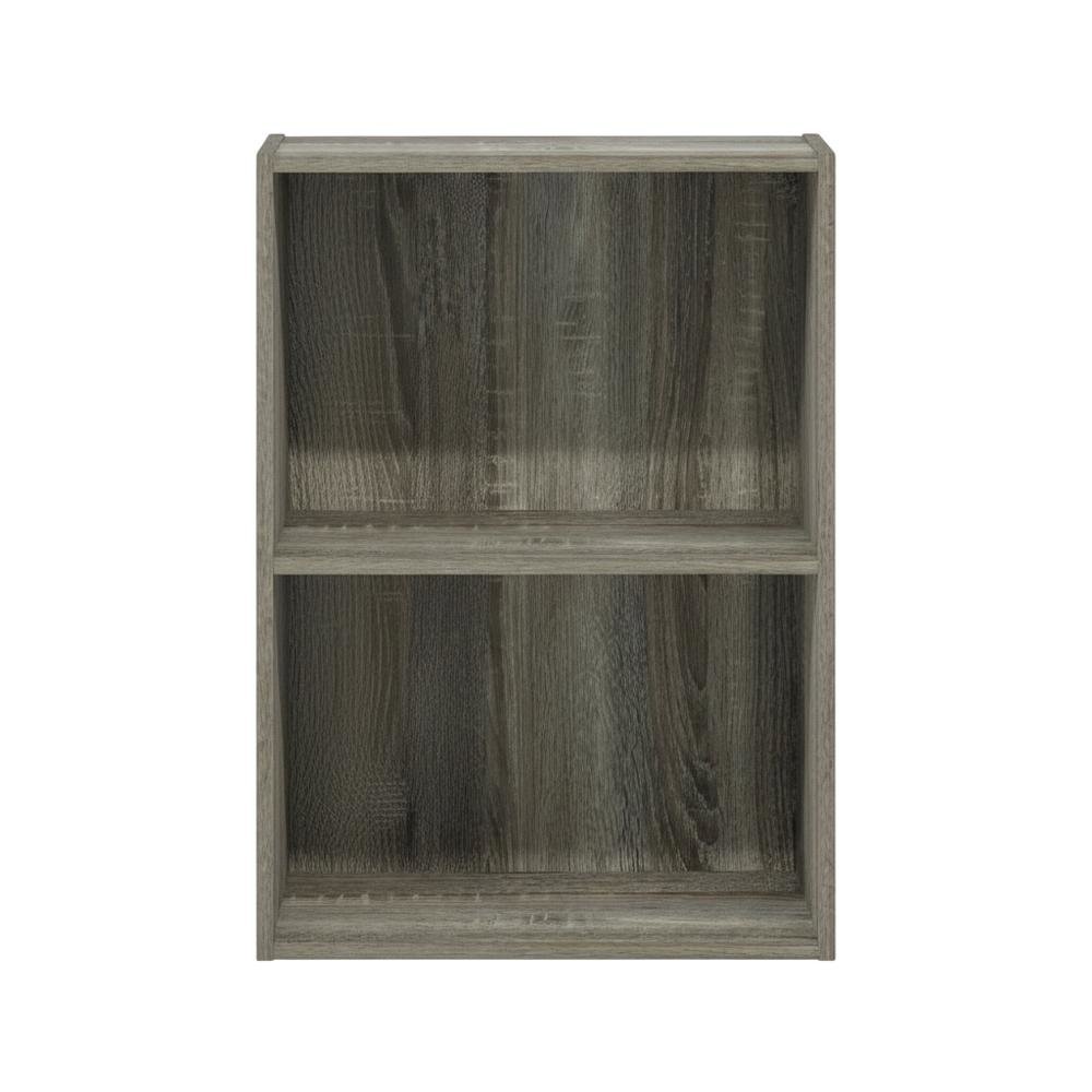 French Oak 2-Tier Open Shelf Bookcase with Modern Design and Wood Build
