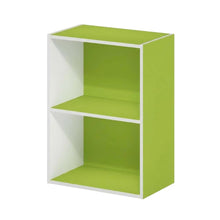 Gray 2-Tier Open Shelf Bookcase with Wooden Construction for Living Room Storage