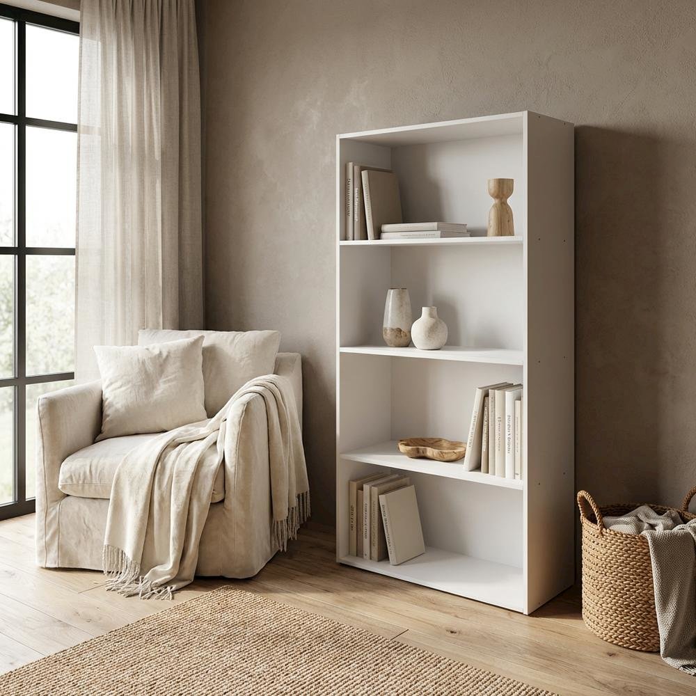 Wooden bookcase with minimalist design for contemporary living spaces