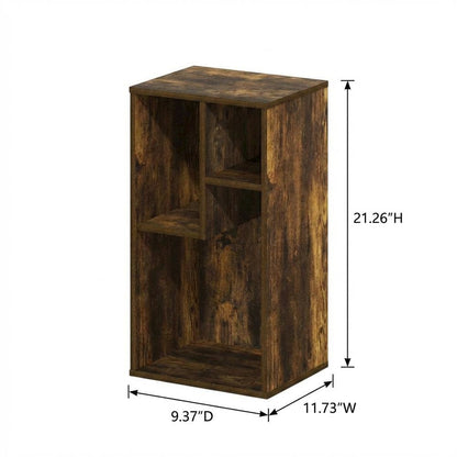 Amber Pine 3-Cube Irregular Bookcase with Storage Organizer