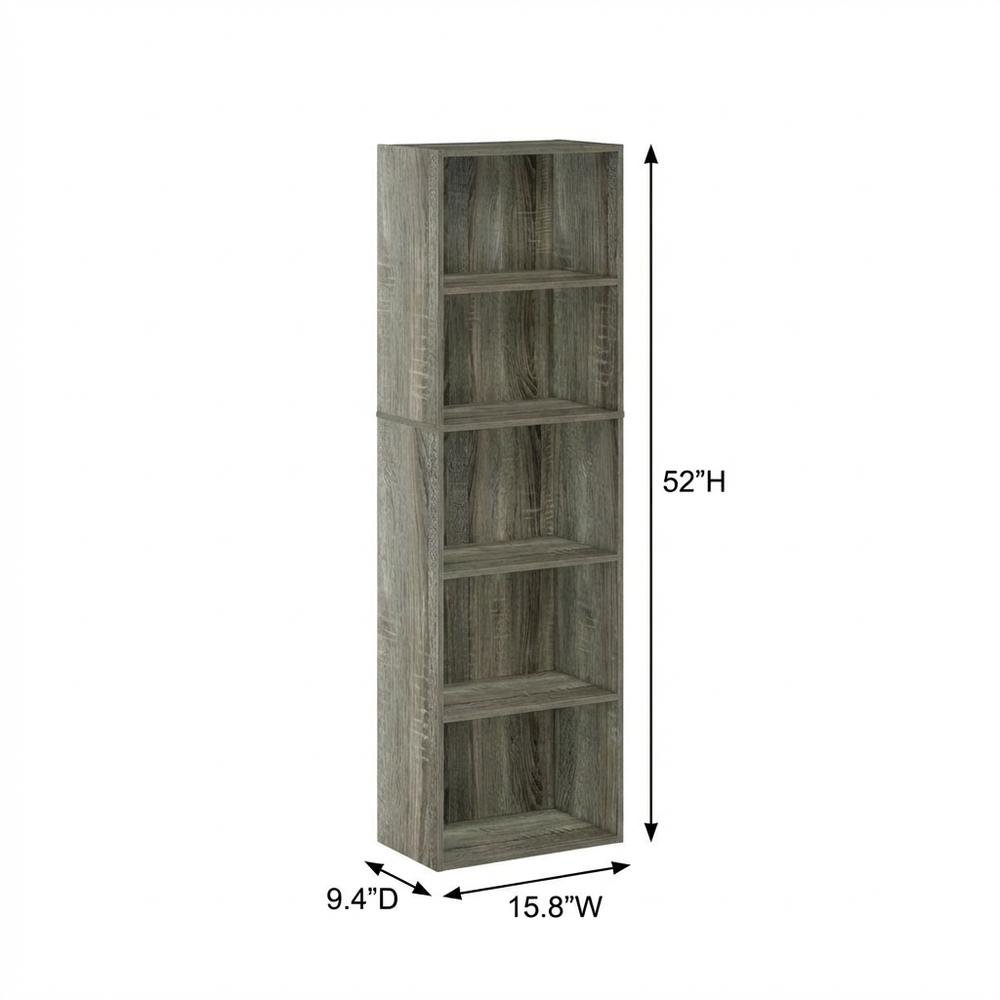 Wood Bookcase with Adjustable Shelves for Home Office and Living Room