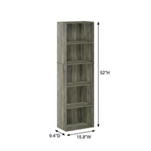 Wood Bookcase with Adjustable Shelves for Home Office and Living Room