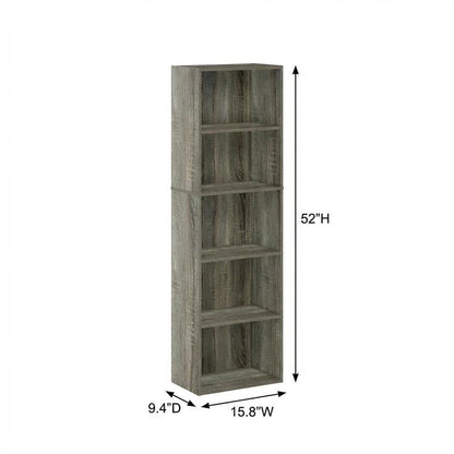 Wood Bookcase with Adjustable Shelves for Home Office and Living Room