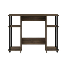Wooden Compact Computer Desk, Columbia Walnut And Black Finish, Modern Design