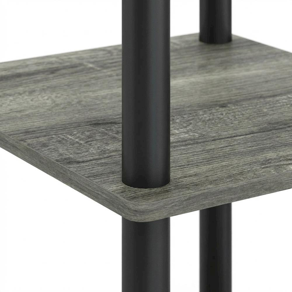 Grey Computer Desk With Top Shelf And Sleek Modern Design For Home Office Use