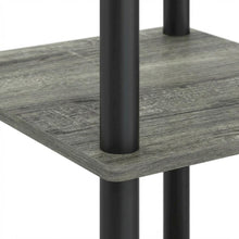 Grey Computer Desk With Top Shelf And Sleek Modern Design For Home Office Use