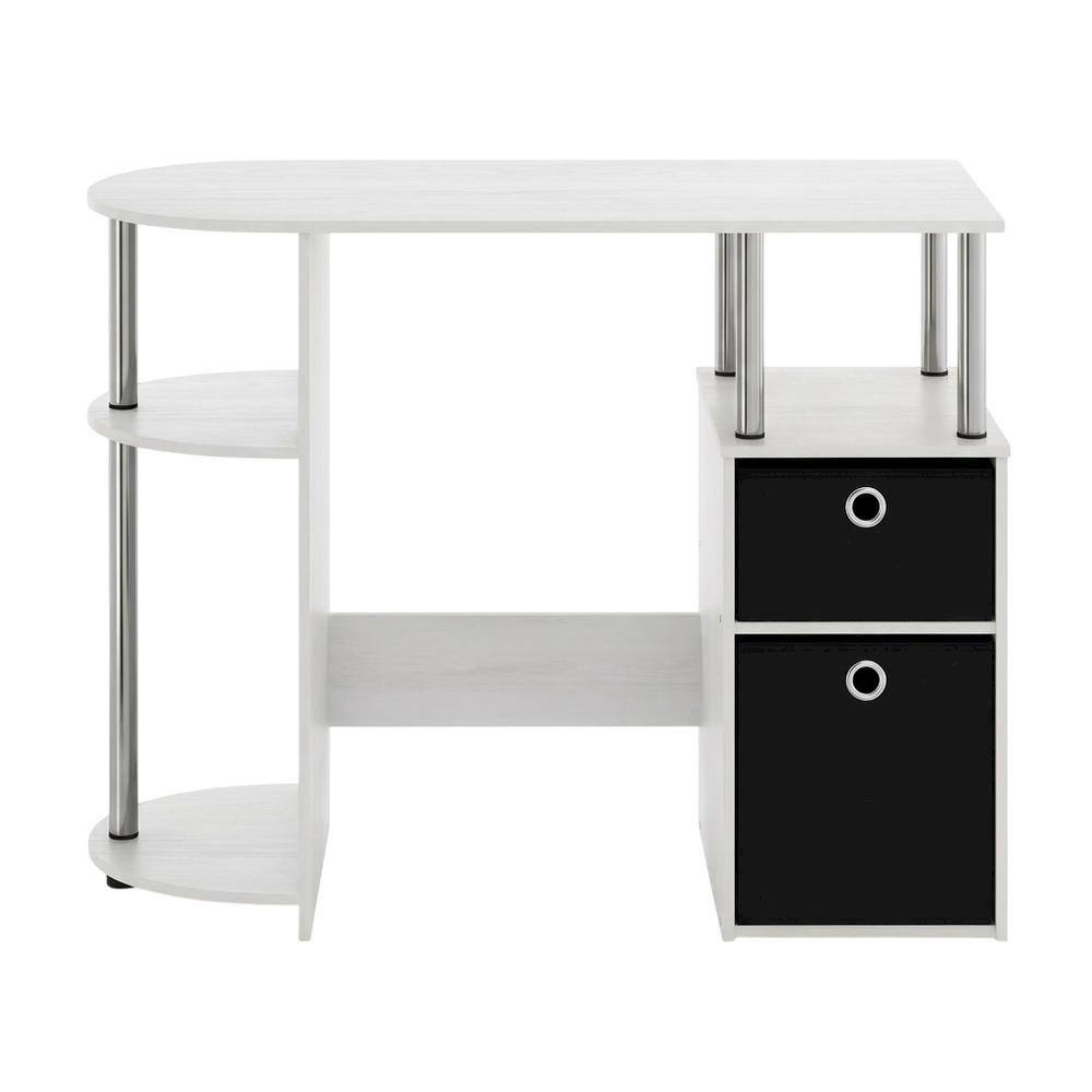 White Oak Study Desk With Bin Drawers And Steel Tubes For Home Office