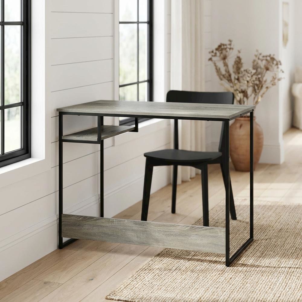 Grey Study Desk With Spacious Work Surface And Sturdy Construction