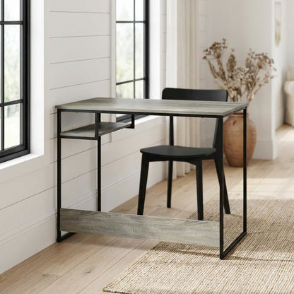 Grey Study Desk With Spacious Work Surface And Sturdy Construction