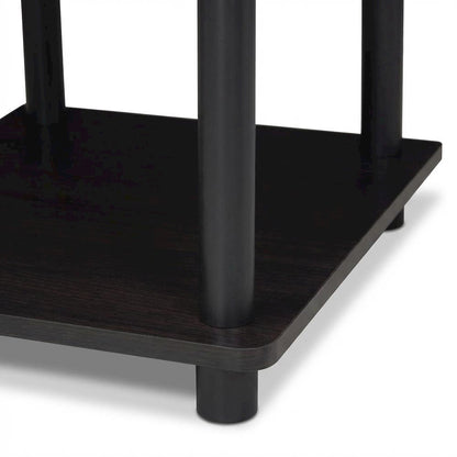 Espresso And Black Computer Desk With Top Shelf For Office Spaces