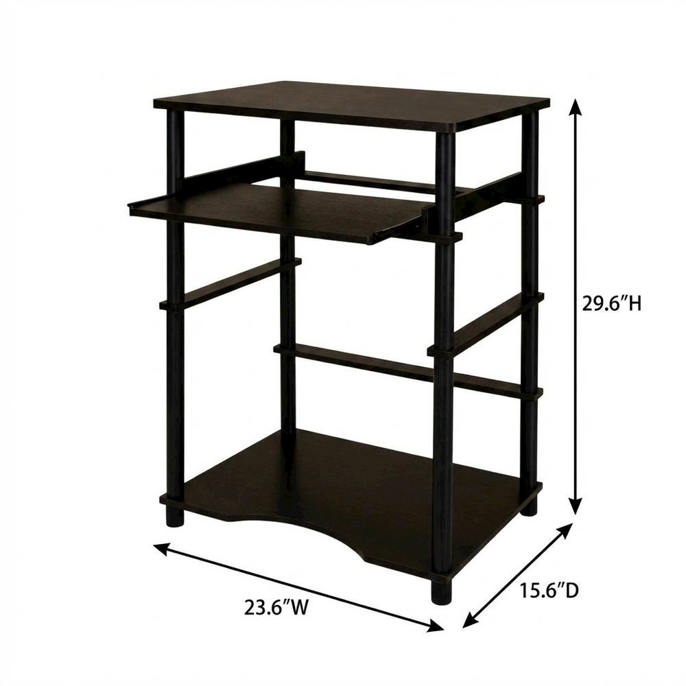 Espresso and Black Laptop Desk with Easy Assembly and Sturdy Build